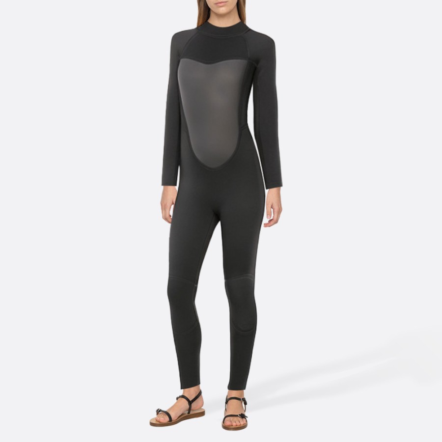 Simple black smooth women's full-body wetsuit