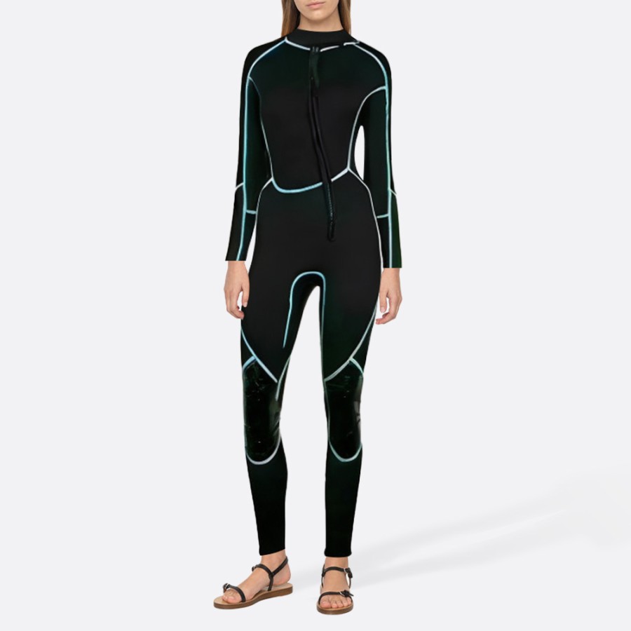 Contrast stitching high elastic women's full wetsuit