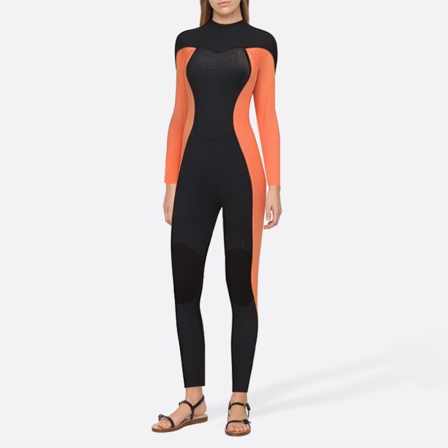 Fashionable color-blocked women's full-body diving suit