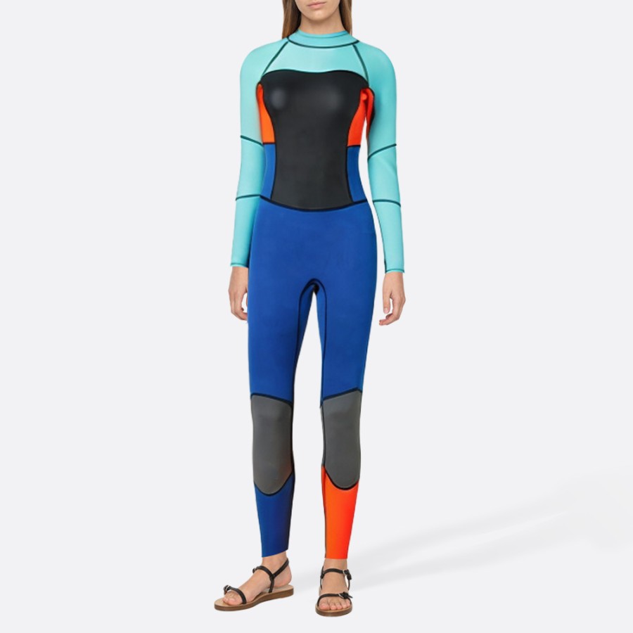 Contrast color stitching women's full-body wetsuit