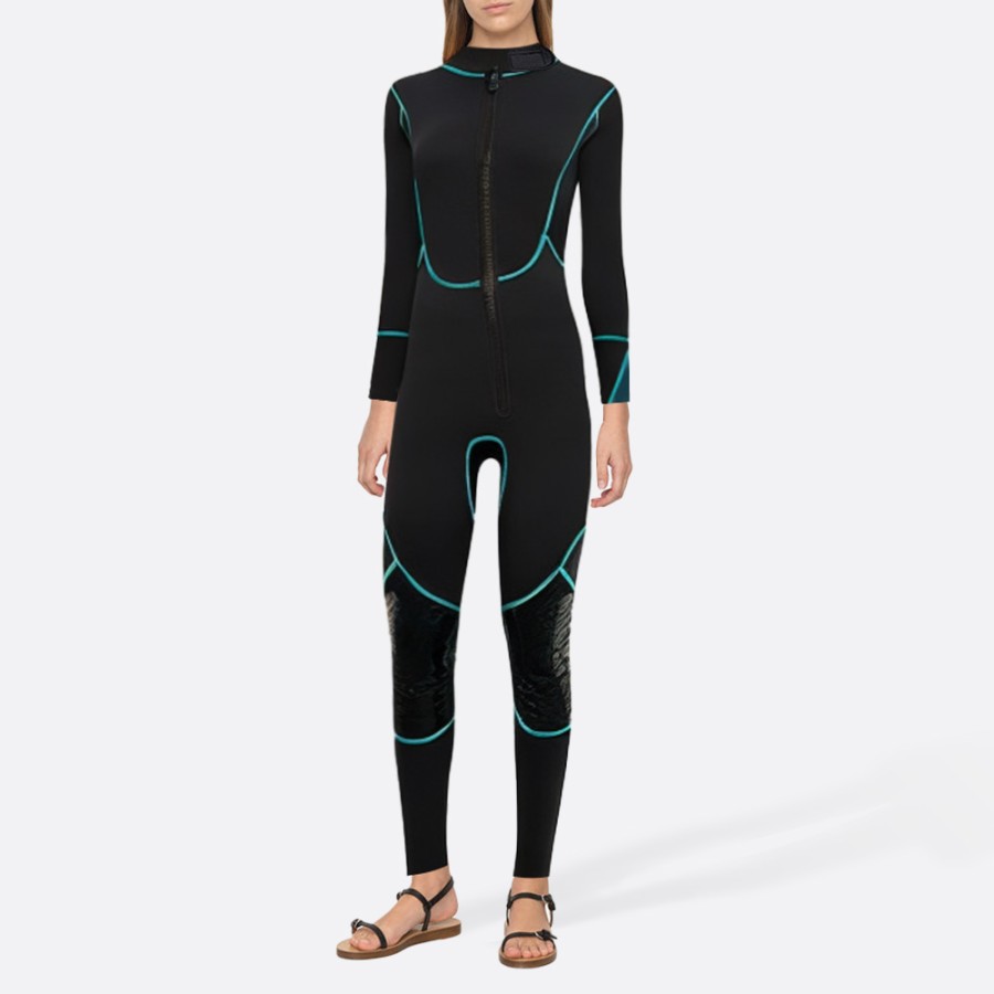 Front zippered warm women's full wetsuit