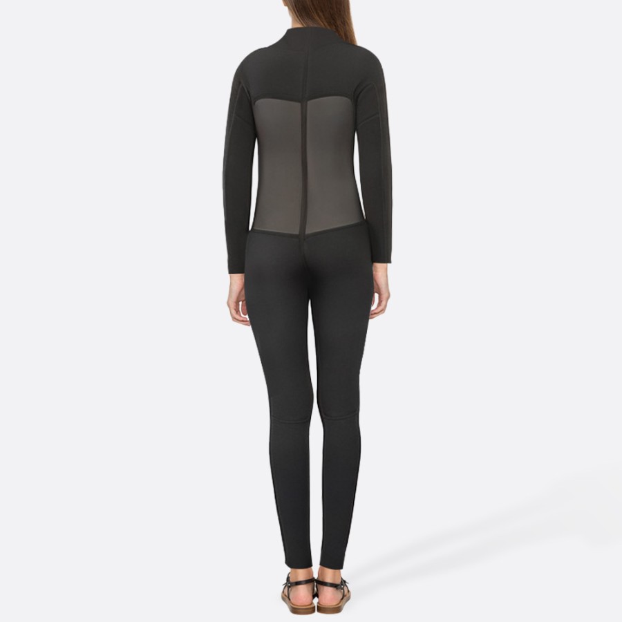 Simple black smooth women's full-body wetsuit