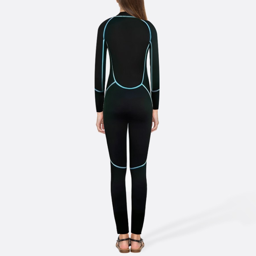 Contrast stitching high elastic women's full wetsuit
