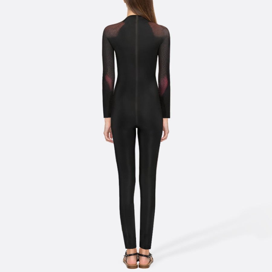 Fashionable black women's full-body wetsuit