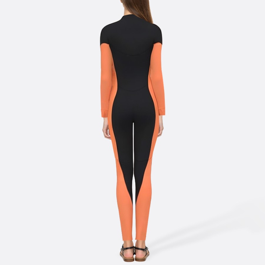 Fashionable color-blocked women's full-body diving suit