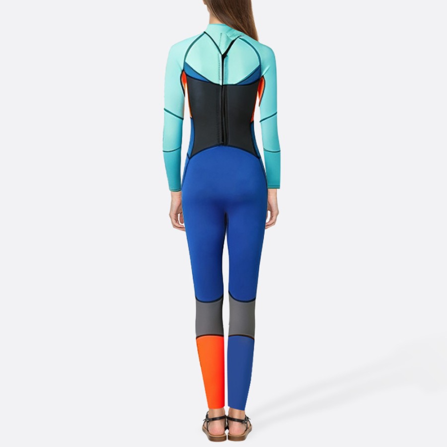 Contrast color stitching women's full-body wetsuit