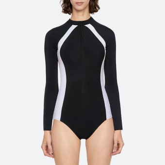 Black side stripe women's long sleeve wetsuit