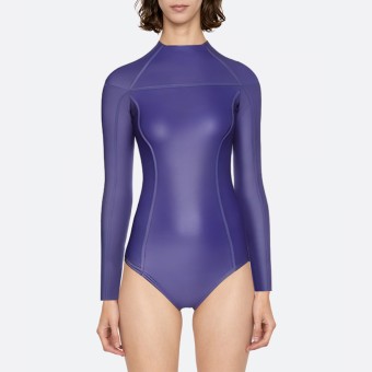 Purple open back women's long sleeve wetsuit