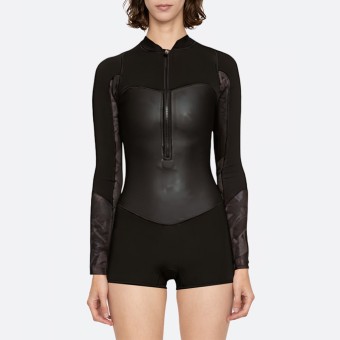 Black printed women's long-sleeved wetsuit