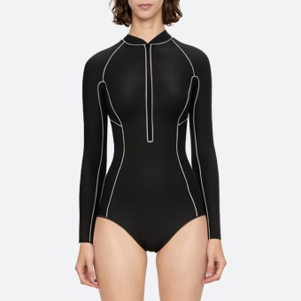 Sexy black short women's long sleeve wetsuit