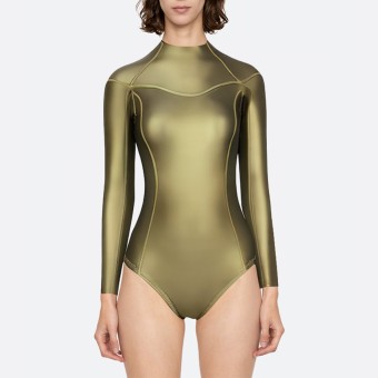 Gold smooth backless ladies long sleeve wetsuit