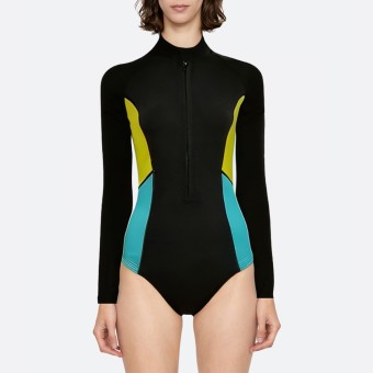 Women's color block front zipper long sleeve wetsuit