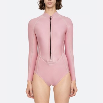 Sexy pink front zipper women's long sleeve wetsuit