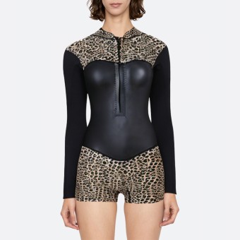 Leopard print women's long sleeve wetsuit