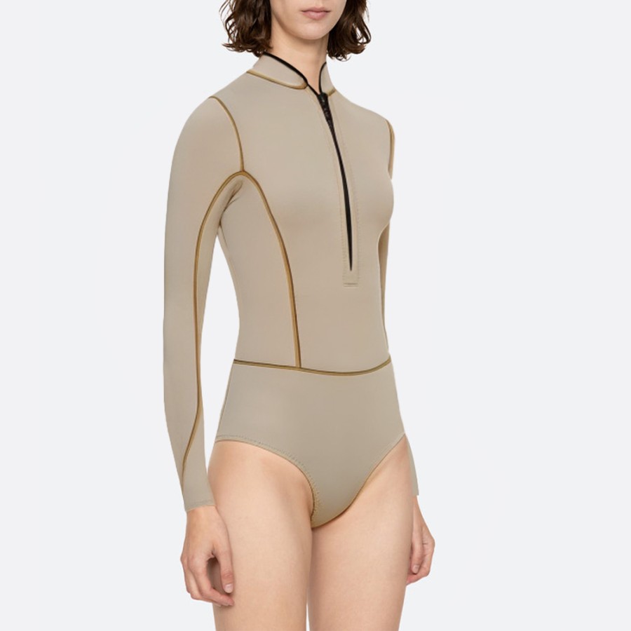 Contrast stitching warm women's long sleeve wetsuit