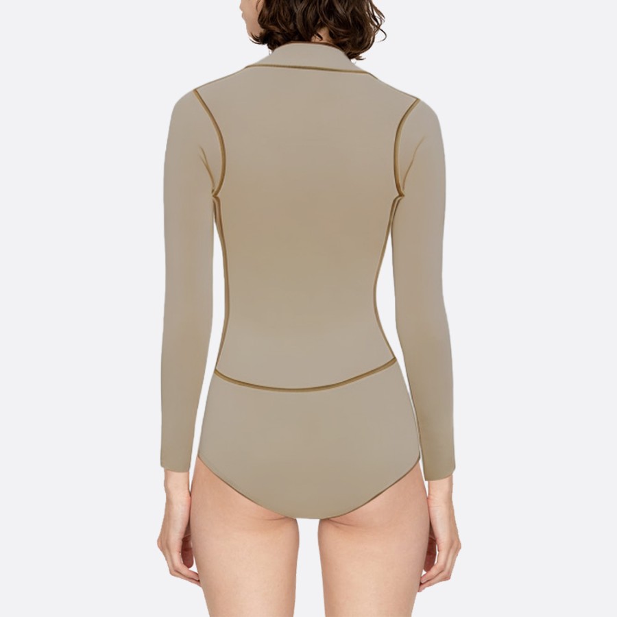 Contrast stitching warm women's long sleeve wetsuit
