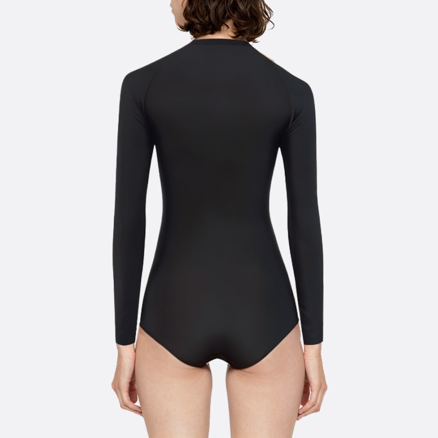 Black side stripe women's long sleeve wetsuit