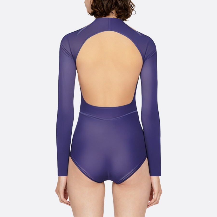 Purple open back women's long sleeve wetsuit