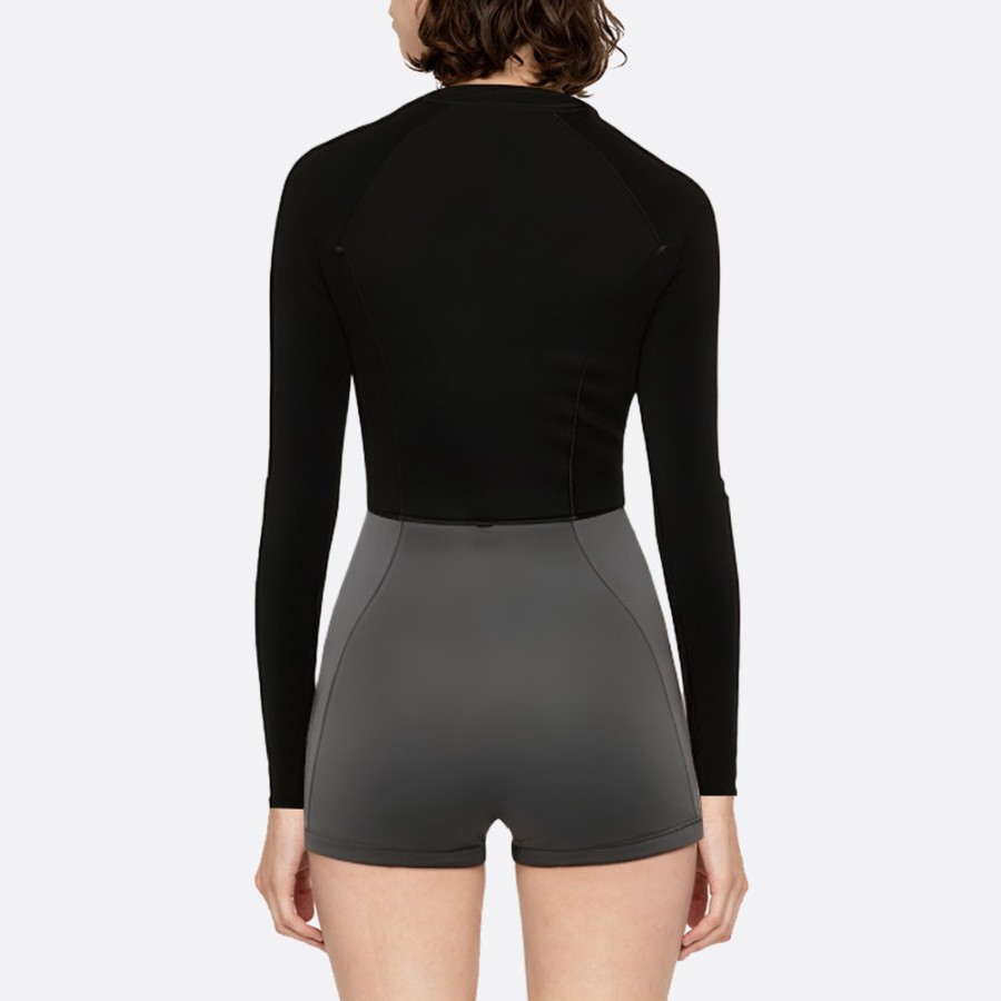 Black front zip women's long sleeve wetsuit