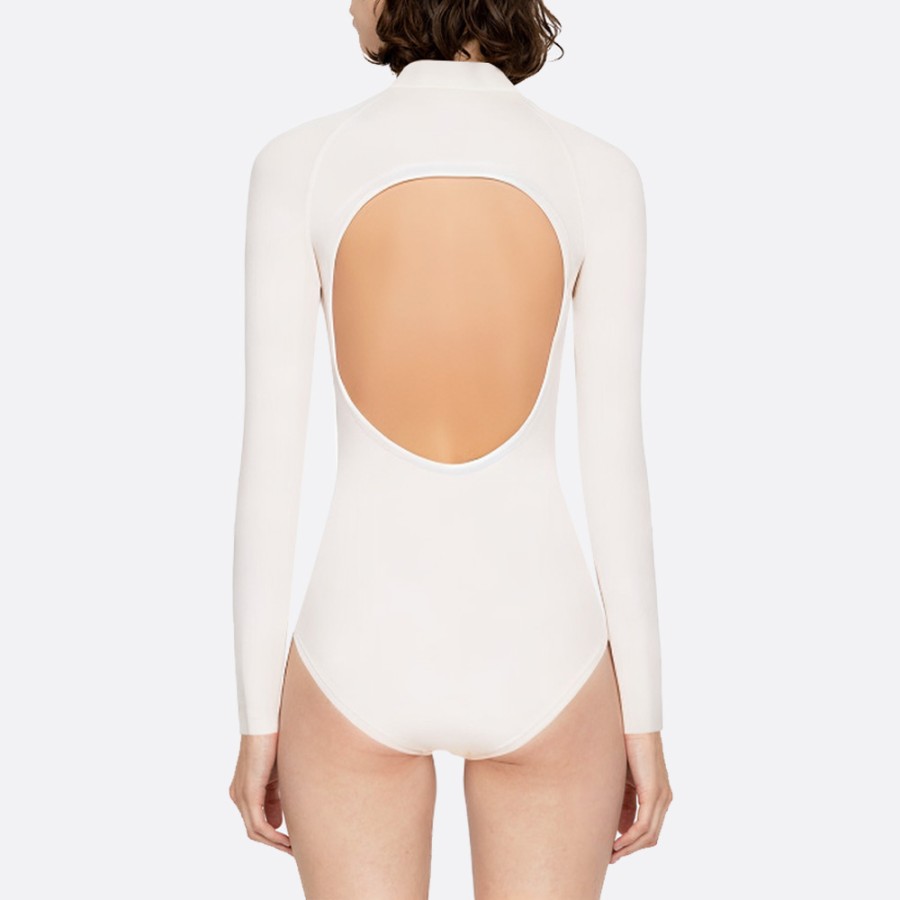 Fashionable white women's long sleeve wetsuit