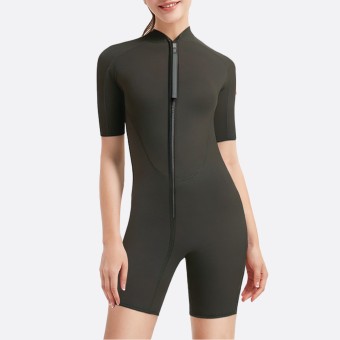 Quick drying full zip women's short sleeve wetsuit