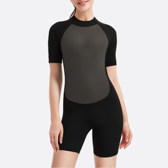 Black simple women's short sleeve wetsuit