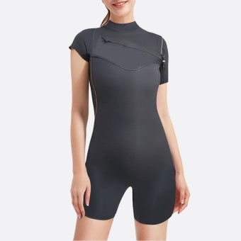 Super stretch black women's short-sleeved wetsuit