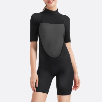 Black breathable back zip women's short sleeve wetsuit