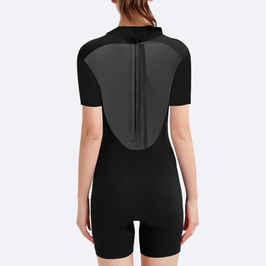 Black simple women's short sleeve wetsuit
