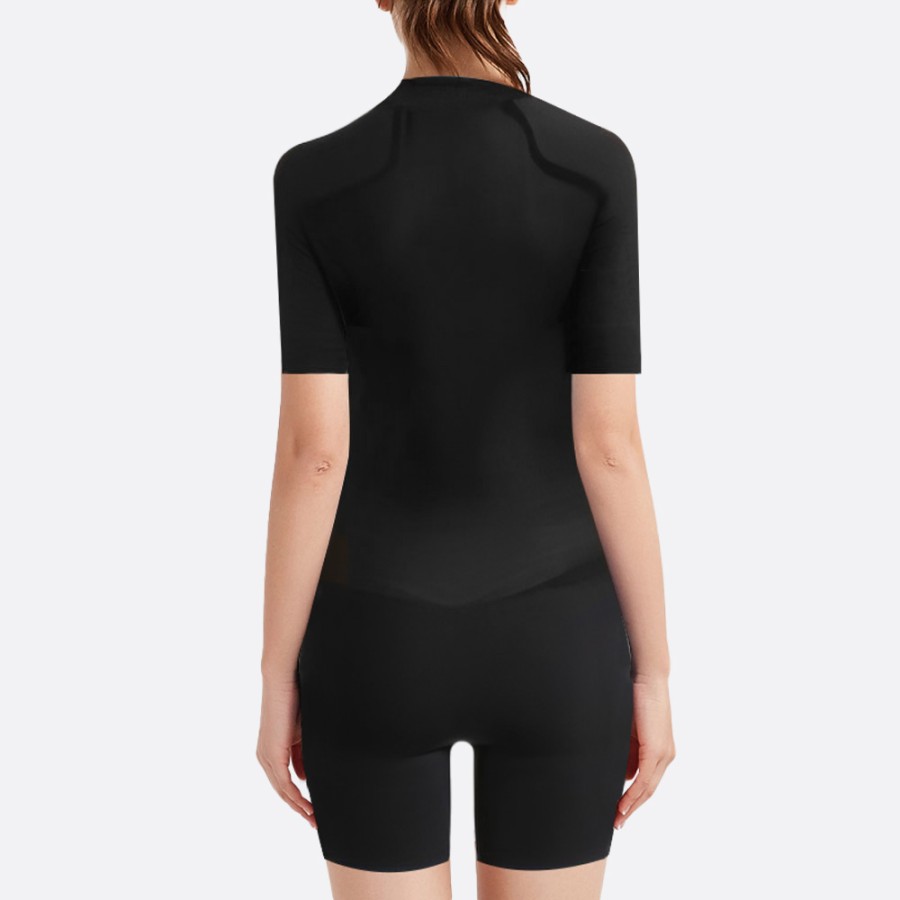 Black front zipper women's short-sleeved wetsuit