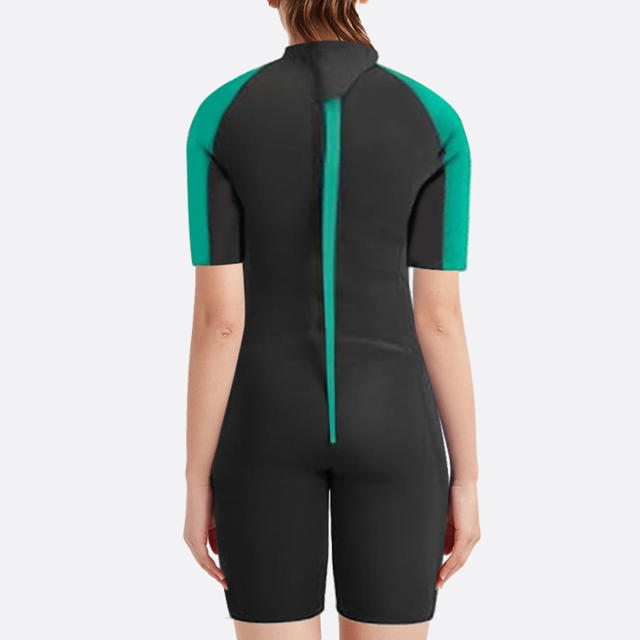 Color block back zip women's short sleeve wetsuit