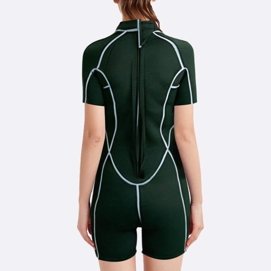 Contrast stitching women's short sleeve wetsuit