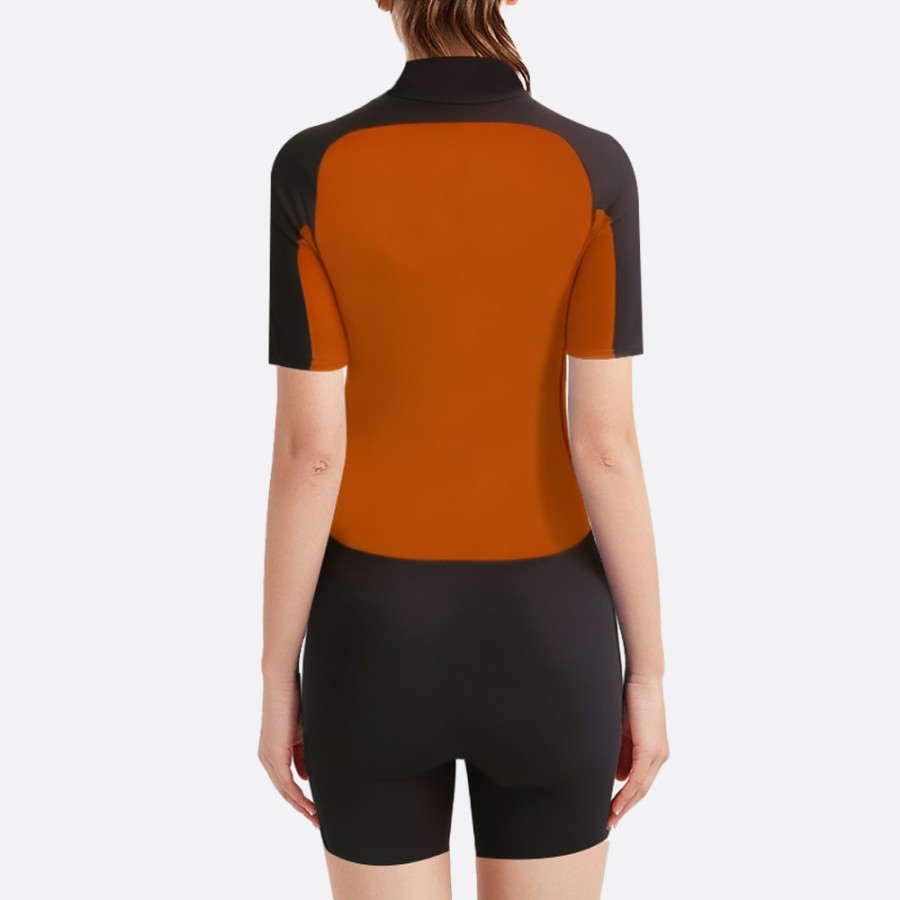 Colorblock elastic women's short sleeve wetsuit
