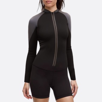 Classic simple zip front women's wetsuit top