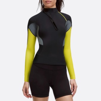 Contrast color patchwork warm women's wetsuit top