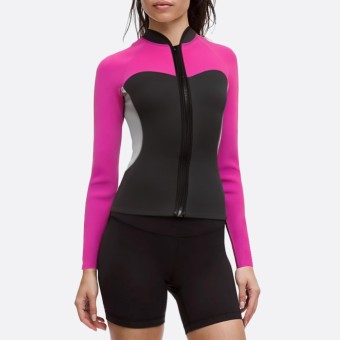 Fashionable front zip women's wetsuit top
