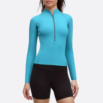 Blue simple front zipper women's wetsuit top